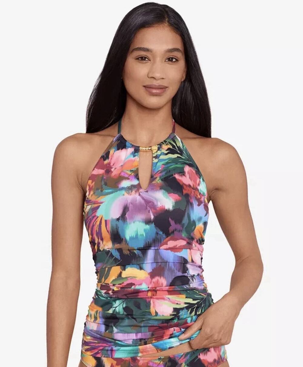 Lauren Ralph Lauren Womens High-Neck Halter Tankini Jungle Paradise Size 16W NEW